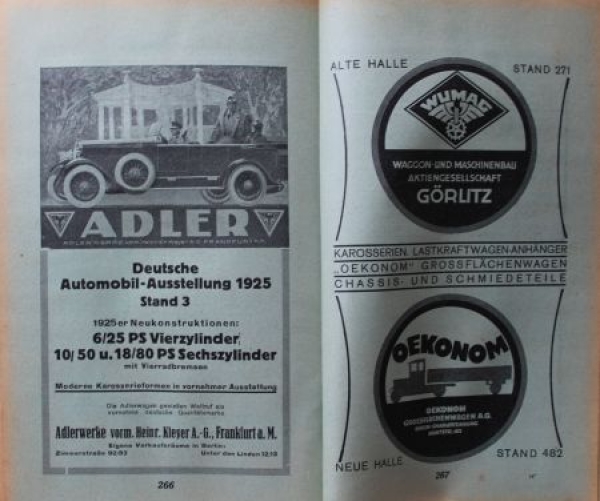"Deutsche Automobil-Ausstellung" 1925 Automobile-Exhibition-Catalog Berlin (8896)
